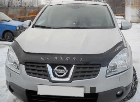 Дефлектор капота (мухобойка) NISSAN QASHQAI/Qashqai +2 2006-2009 г.в (Ниссан Кашкай) Вип Тюнинг